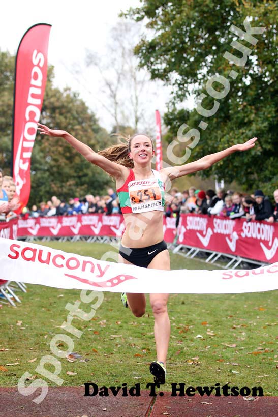 Emelia Gorecka (Aldershot Farnham & District) winning the junior women 2012 National Cross Country Relay Championships.